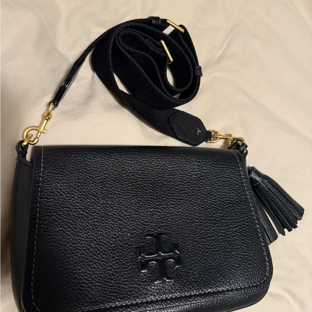 Tory Burch Black Pebbled Leather Crossbody